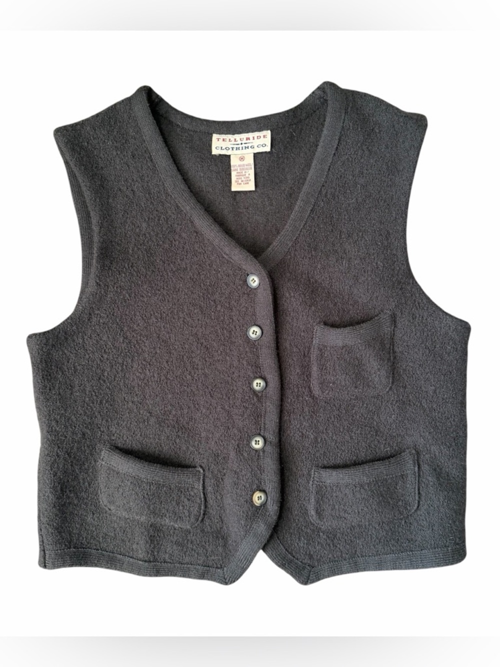 Telluride Boiled Wool Vest Button Front Rustic minimalist